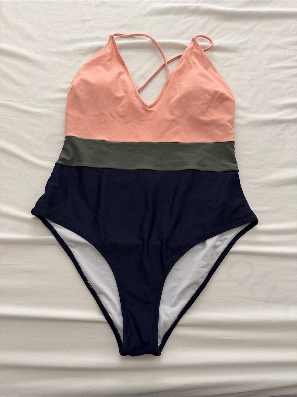 Cupshe Peach, Olive & Navy Kids Colorblock One-Piece